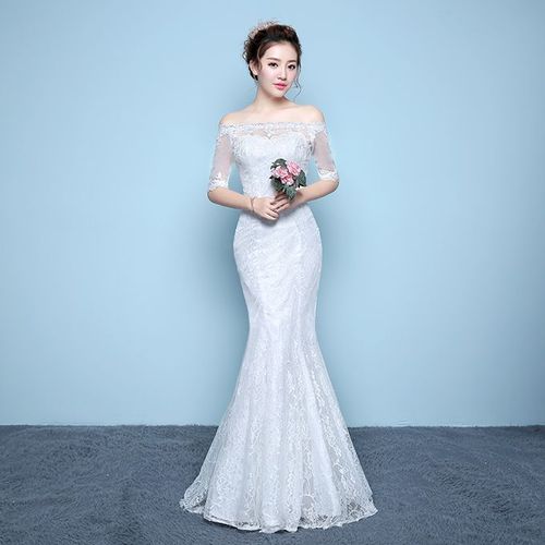 product_image_name-Fashion-Women Mermaid Wedding Dress Bridal Gown-White-1