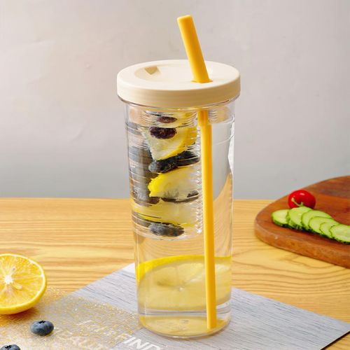 Large capacity plastic straw water cup water bottle high value big fat cup  water