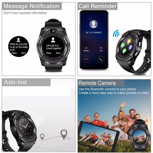 Generic V8 Touchscreen Camera SIM Card Slot Waterproof Smartwatch