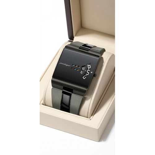 POEDAGAR  Futuristic Square Dial Quartz Watch