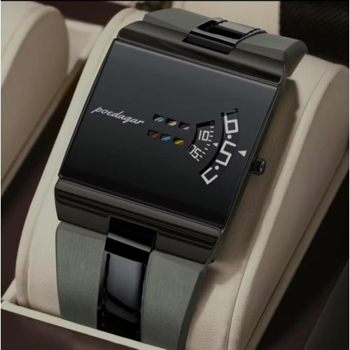 POEDAGAR  Futuristic Square Dial Quartz Watch - image 2