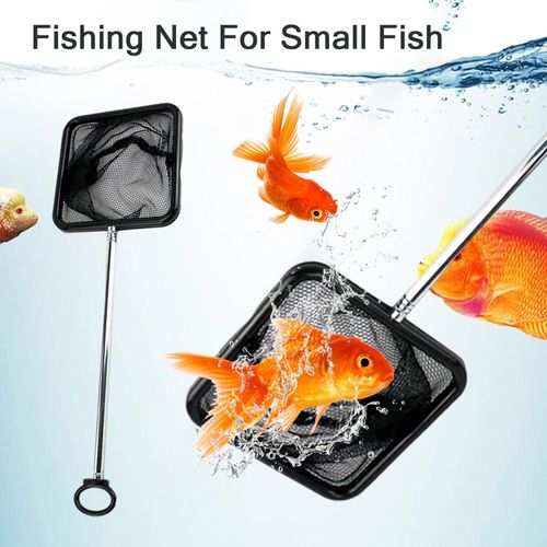 FRCOLOR Fish Aquarium Stainless Steel Small Fishing Net Extendable Handle  Shrimp Net