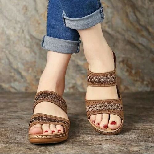 CTEEGC Summer Wedge Sandals for Women Large Size Hemp Rope Woven Outdoor  Casual Slope Heel Sandals - Walmart.com