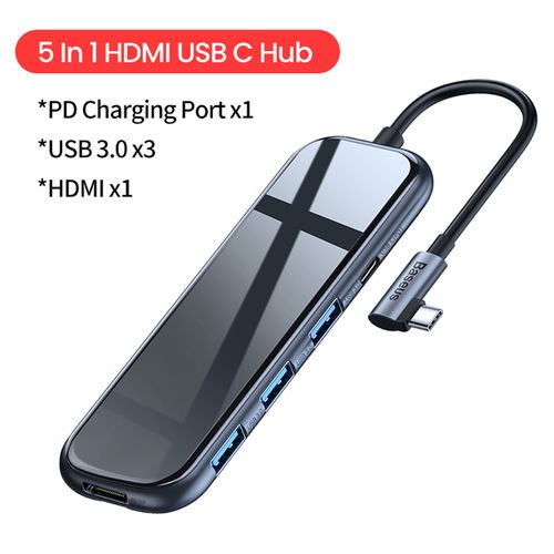 Baseus USB C HUB Type-C to HDMI USB 3.0 RJ45 Adapter PD Charger Dock for  MacBook