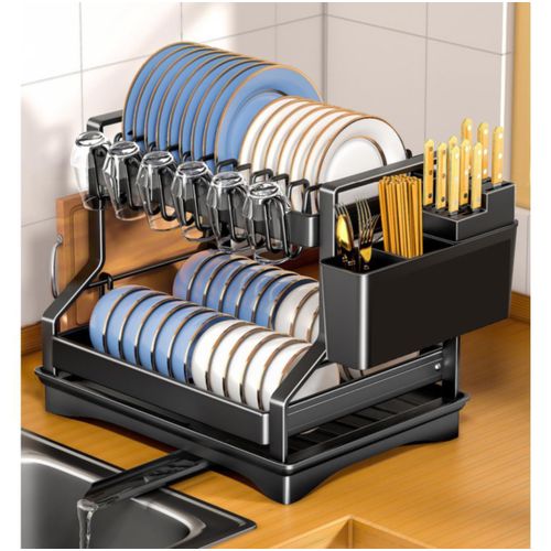 product_image_name-Generic-2 Layers Stainless Steel Dish Drainer & Plates Rack-1