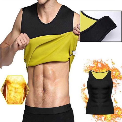 Generic MT Sleeveless Slimming Belly Men Vest Body Shaper Abdomen Burning  Shaperwear-black & Yellow-L