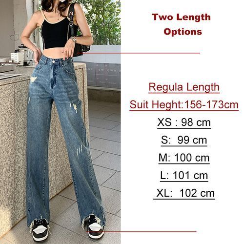 Fashion (Regular Length Blue)ZOENOVA Woman Jeans High Waist Vintage  Straight Baggy Denim Pants 2022 Summer Streetwear Korean Fashion Wide Leg  Ladies Jeans ACU