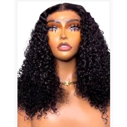 Generic Pretty pixie curl wig with 4 by 4 closure natural color 20inches