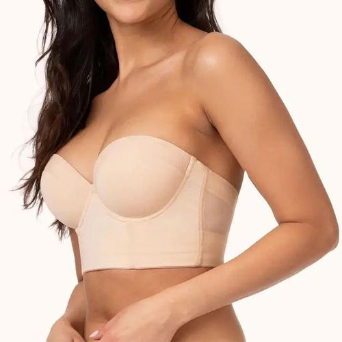 Plus Push Up Solid Strapless Bra