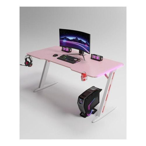 Generic Modern Z Shaped RGB Led Lights Gaming Table 1.2Mtr (PINK)