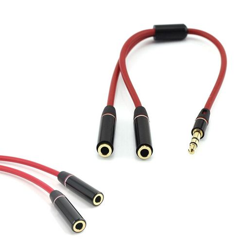 3.5mm Stereo Plug to Dual Two 2 Port RCA Female Adapter Y