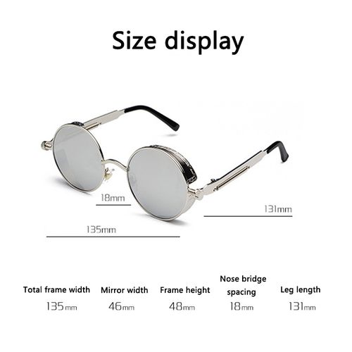 Fashion BOYSEEN Retro Punk Sunglasses Round Personality Reflective ...