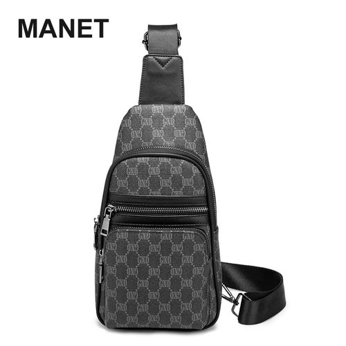 Men Shoulder Crossbody Bag Fashion Luxury Plaid Designer Leather