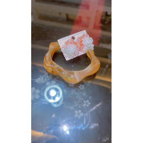 product_image_name-Fashion-Everything plastic bangle and matching earring gold-3