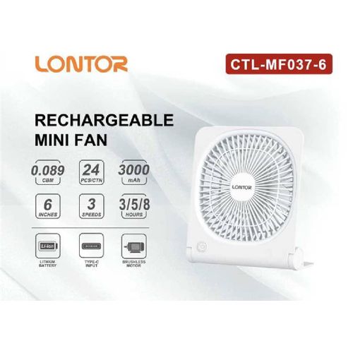 LONTOR 6 inches rechargeable table fan CTL-MF037-6 - image 2