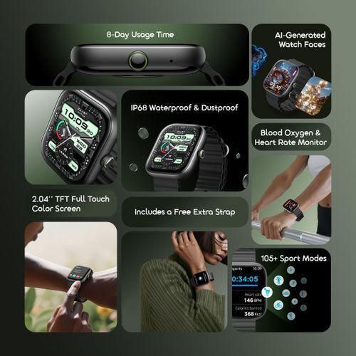 Oraimo Watch 6 AI-Generated Watch Faces 2.04" TFT Anti-Scratch IP68 Smart-Watch with 1 Extra Strap  - image 5