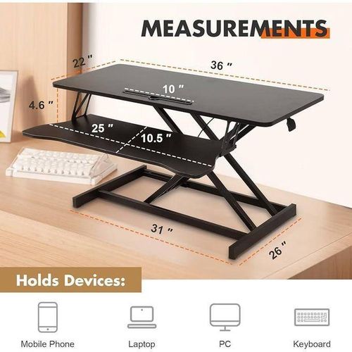 Generic Desk Converter Height Adjustable Sit To Stand Riser-80 cm - image 2