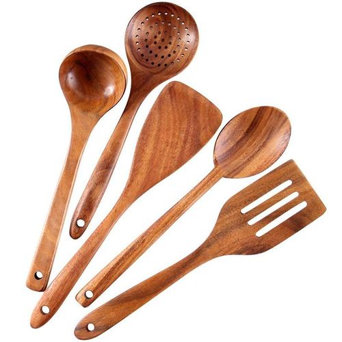 6 Wooden Spoons for Cooking - Natural & Healthy Nonstick Wooden