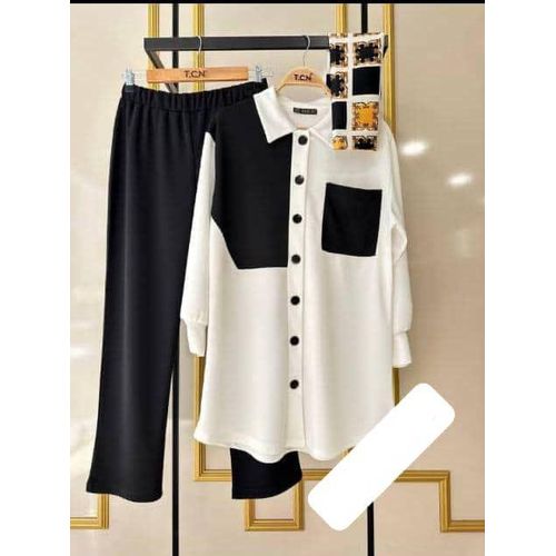product_image_name-Fashion-Black & White Female 2 Pieces Dress-1