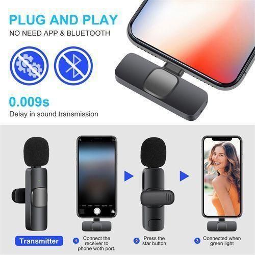 Generic Dual Wireless Lavalier Microphone Lavalier Microphone Supports TYPE-C Mobile Phone IOS Adapter - image 3