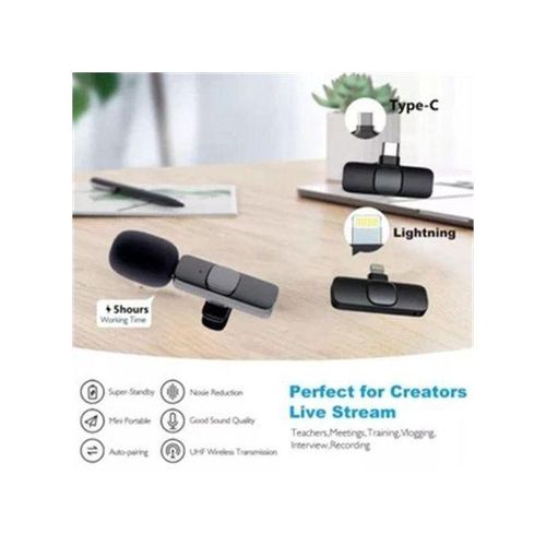 Generic Dual Wireless Lavalier Microphone Lavalier Microphone Supports TYPE-C Mobile Phone IOS Adapter - image 4