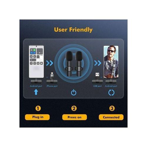 Generic Dual Wireless Lavalier Microphone Lavalier Microphone Supports TYPE-C Mobile Phone IOS Adapter - image 8