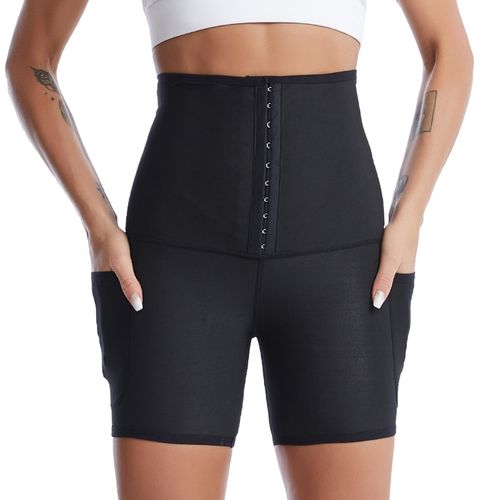 Fashion Women Sauna Sweat Leggings High Waist Slimming Pants Body Shaper  Waist Trainer Compression Shapewear Workout Tights--Pocket
