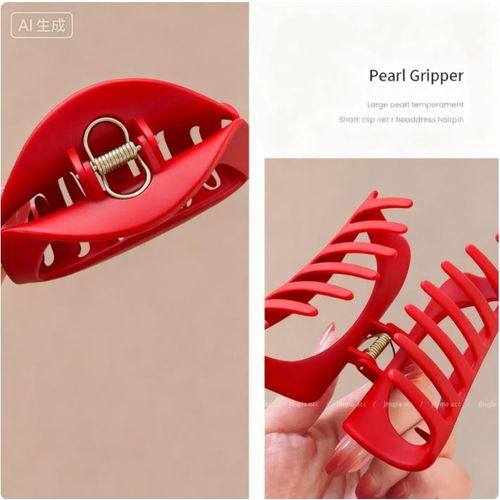 product_image_name-Fashion Farmoz-2 Pcs Set Hair Claw Clip Set (Black & Red)-4