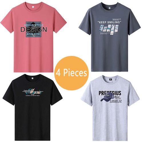 Fashion 4pcs Men's Fashion Printed T-shirt Short Sleeve