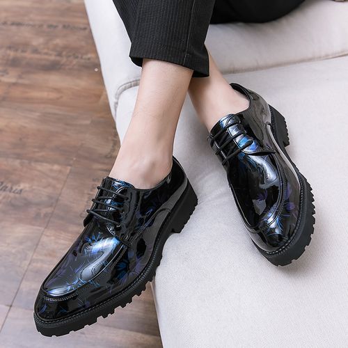Fashion EUR 37 43 Men s Lace up Pointed Leather Shoes Luxury Shiny Thick Sole Dress Shoes For Men Blue Jumia Nigeria