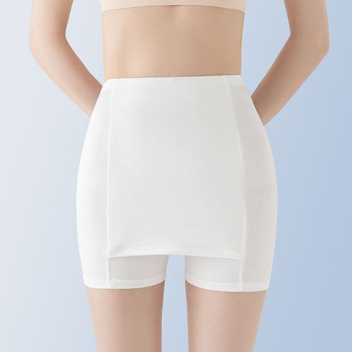 Fashion (White)Plus Size Ice Silk High Waist Safety Pants Boxer Women Thin  Sliming Fit Women's Summer Shorts Double Layer Seamless Skirt Shorts DOU