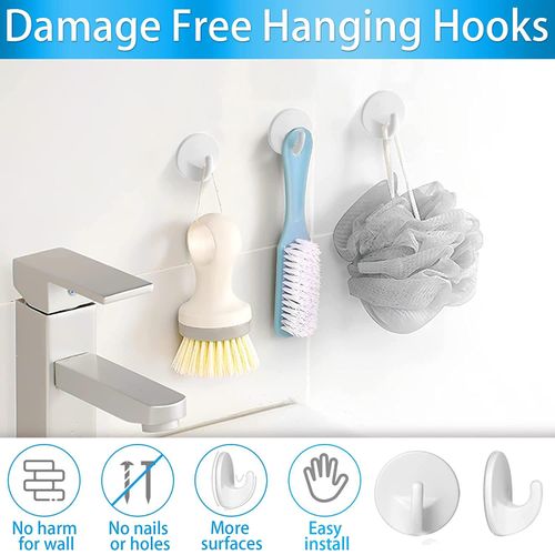 Generic 12Pcs Plastic Hooks Self Adhesive, Wall Hooks, for Hanging