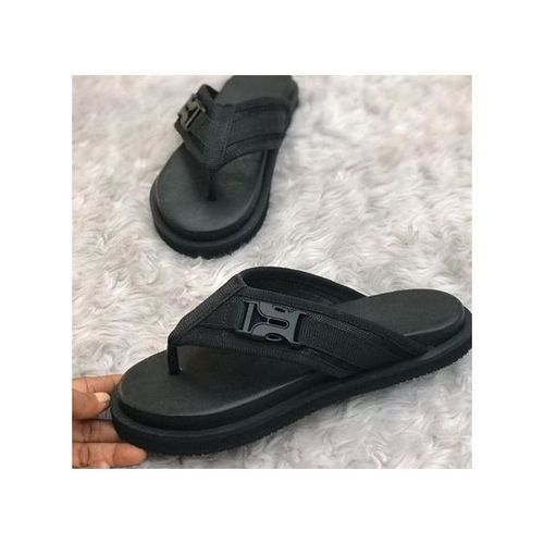 product_image_name-Fashion-Black With A Black Strip Pam Slippers-1