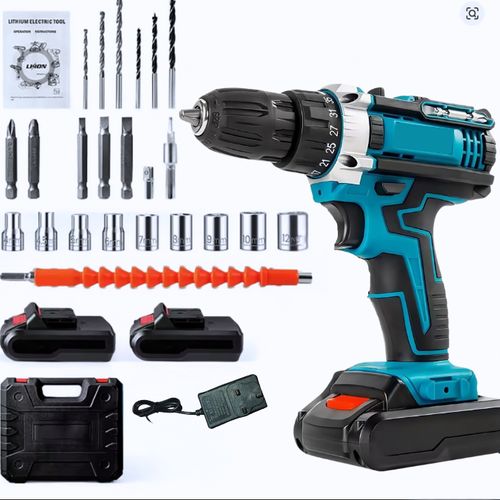 product_image_name-Generic-Powerful Strong Electric Screwdriver Drill Machine, 21V 2 Battery Screwdriver Machine - Compelete Set Hand drilling ScrewDriver Machine, Cordless Battery Drill Tool Set Wireless Power Impact Drills Rechargeable Electric Screwdriver Kits-1