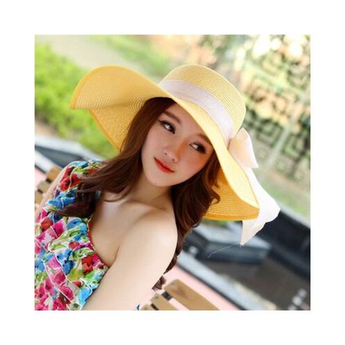 Fashion Summer Wide Brim Straw Hats Big Sun Hats For Women UV Protection  Panama Floppy Beach Hats Ladies Bow Hat Chapeau Femme