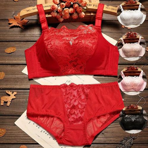 Generic Lace Bra Set With Wire Free Women Sexy Push Up Seamless Brallete  Gather Tube Lingerie Set Lace See Through Sticky Bra