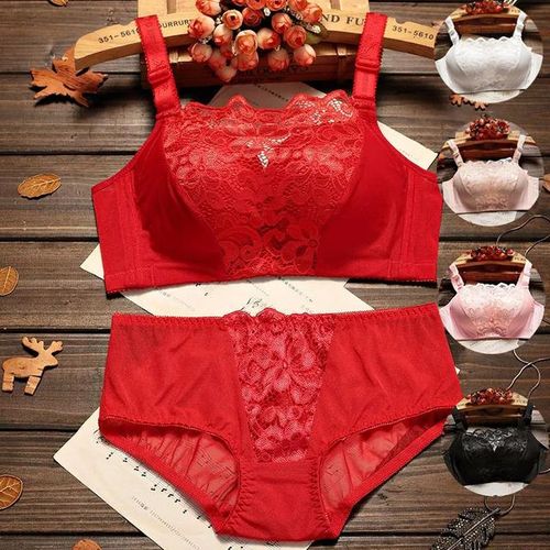 Generic Lace Bra Set With Wire Free Women Sexy Push Up Seamless