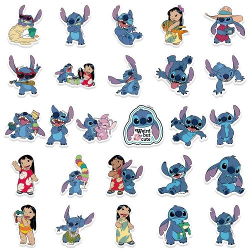 Disney Stitch Stickers 50Pcs Lilo Stitch Cute Cartoon Stickers Scrapbooking  Stickers For Luggage Laptop Notebook Car Toy Phone