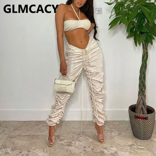 Fashion Women Drawstring Detail Casual Ruched Pants Chic Streetwear Hot  Pants