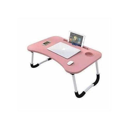Generic Read Adjustable Foldable Laptop & Bed Side Table- Pink