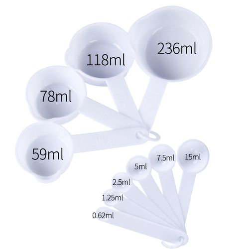 10pcs/set Plastic Black Measuring Cups & Spoons With Scale, 1.25ml