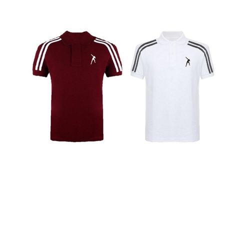 Ifit Wears Men's Confirm Quality Shoulder Design Polo - White and Wine