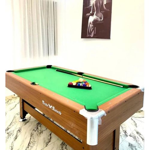 Generic Modern 6Ft Snooker Board with Balls, Cue Sticks & Triangle Rack – Green Felt