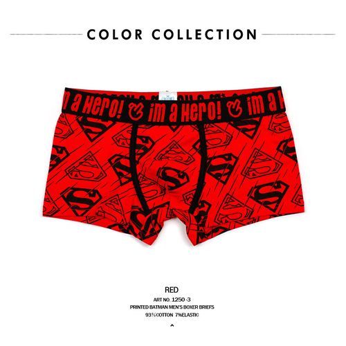 Fashion Couple Underwear Superman Batman Sexy Cotton Panties Lovers  Underwear Women Lingrie Men Short Valentines(#1250 Red Men)