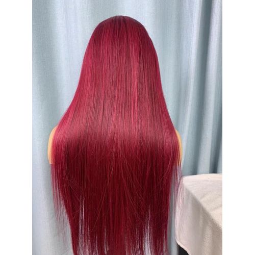 product_image_name-Noble-Human Black Pearl STW Lace Wig Burgundy MASSEY STW LACE WIG 24" M99J Color Straight Hair Lace Hair Wig X Real Hair Lace Wig For Women-1