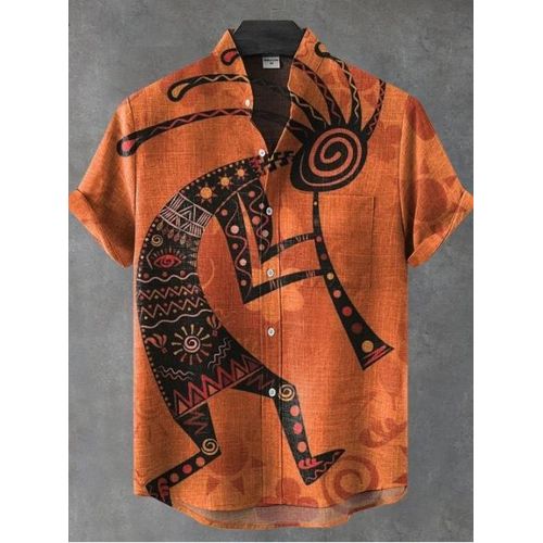 product_image_name-Fashion-African Tribal Print Men’s Shirt Breathable Short-Sleeve for Hot Weather-1