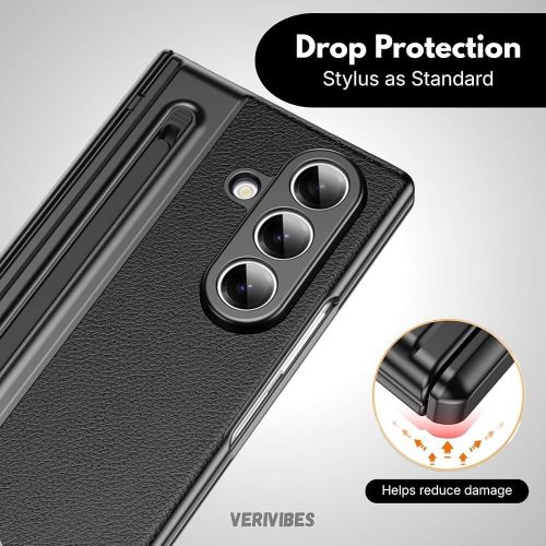 Generic Samsung galaxy z fold 8 ultra quality leather protection Case with S Pen - image 3