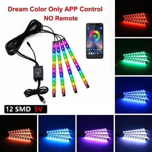 Generic Neon LED Car Foot Ambient Light With USB Wireless APP Remote Music  Control Auto LED Interior Atmosphere Decorative Lamp Dream Color USB