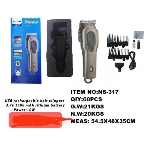 product_image_name-Generic-ALSTOW NS-317 Professional Rechargeable Hair Clipper – 1500mAh Battery, USB Charging, LED Display-3