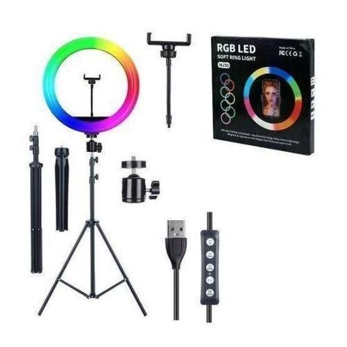 Generic 10 inche Dimmable RGB LED Selfie Ring Light with Tripod stand